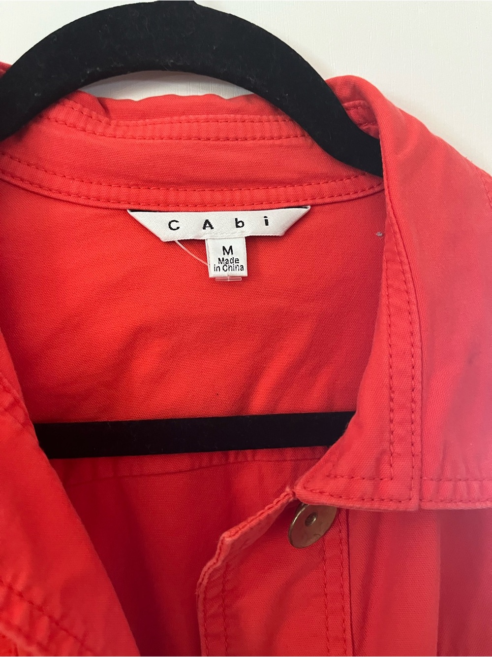 CAbi Style #727 Taylor Utility Jacket Ruffle Back Lobster Orange Sz Medium M - Picture 2 of 7